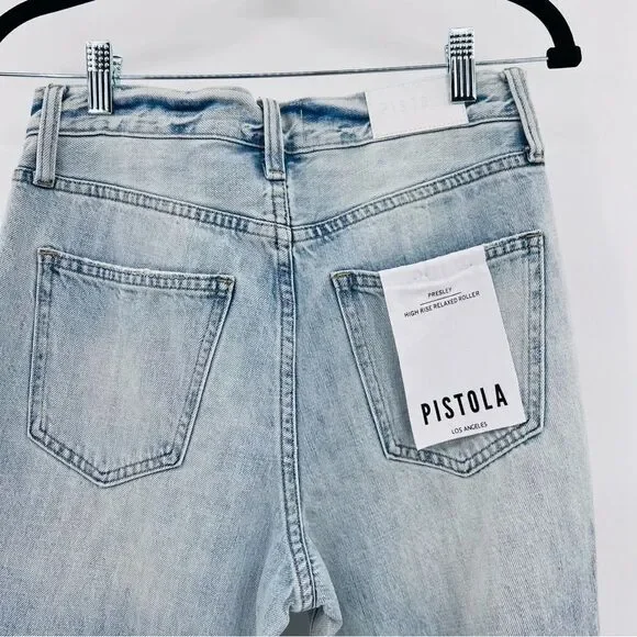 NWT Pistola Jeans Blue Light High Rise Distressed Roller Size 25